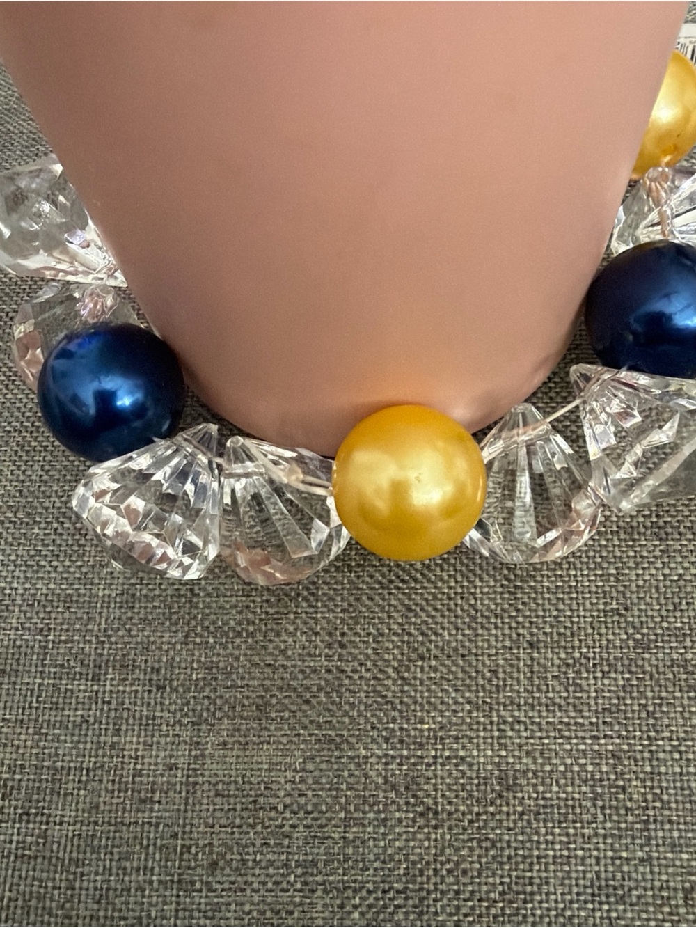 Statement Beaded Bracelet with Navy and Gold Accents
